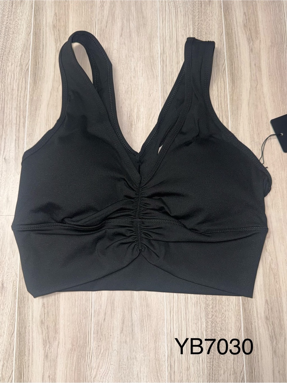 Black Ruched Front Sports Bra